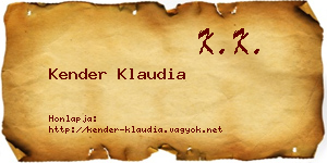 Kender Klaudia névjegykártya